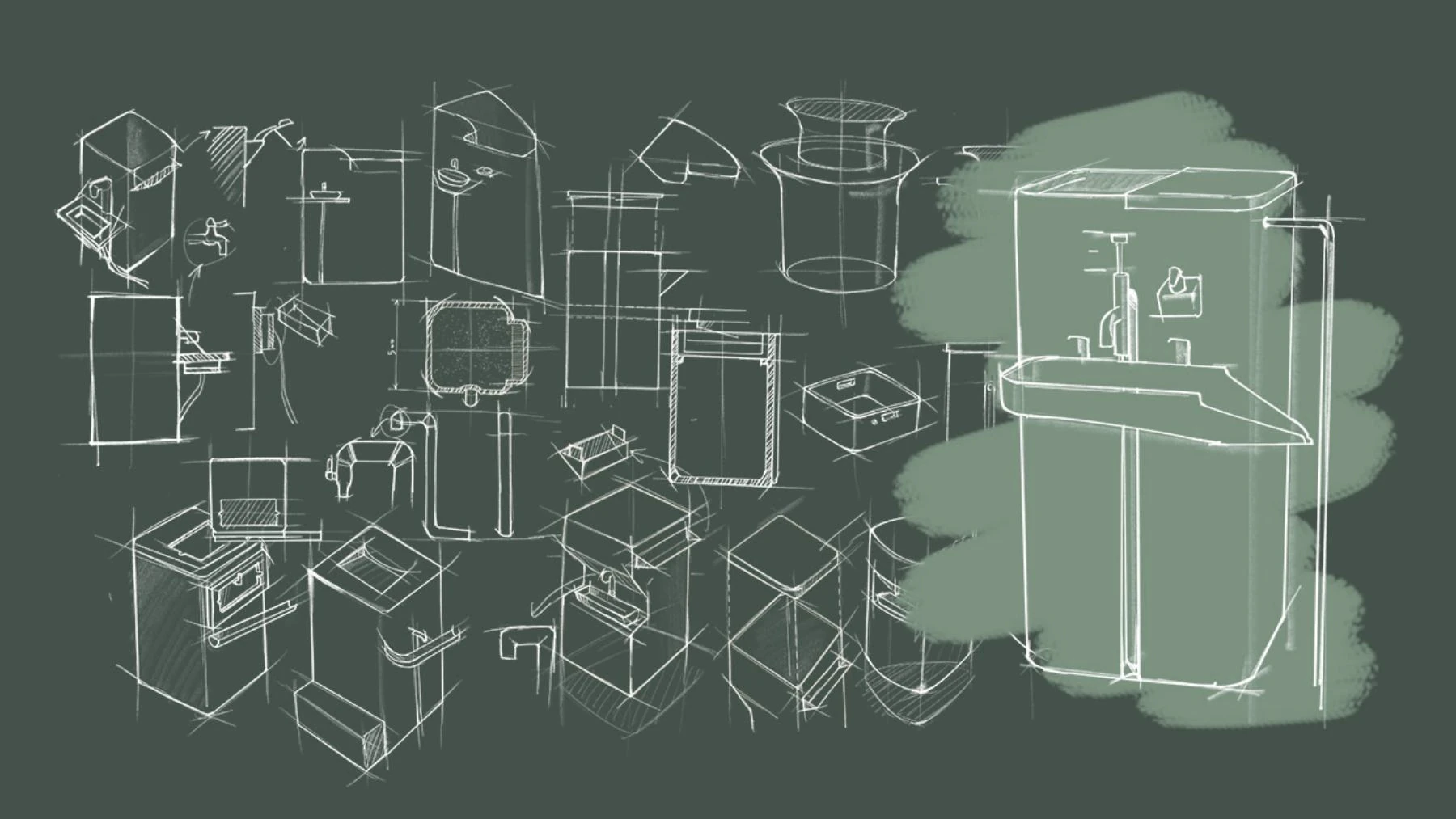 Bìos early concept sketch exploration page