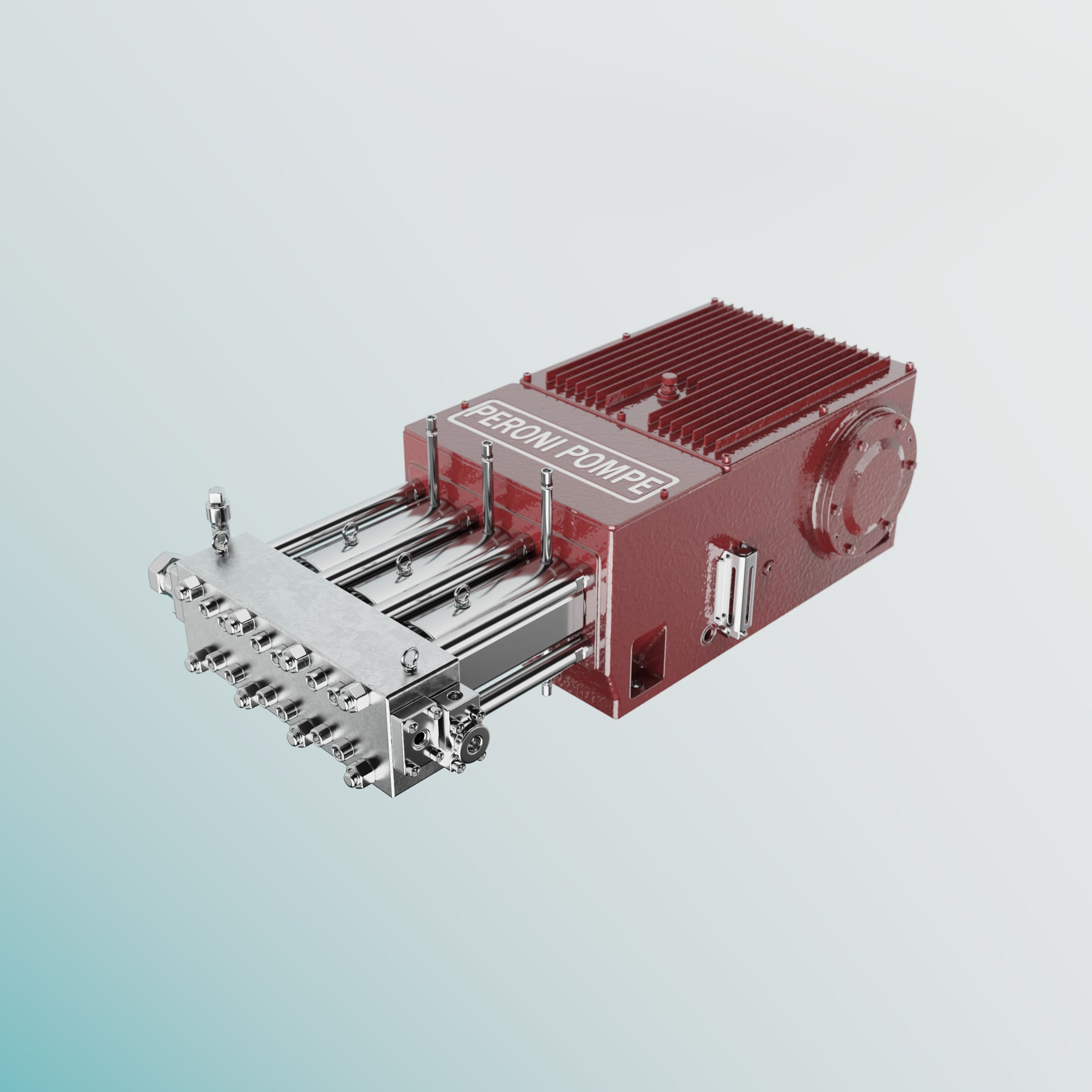 Photorealistic visualization of a Peroni Pompe industrial plunger pump