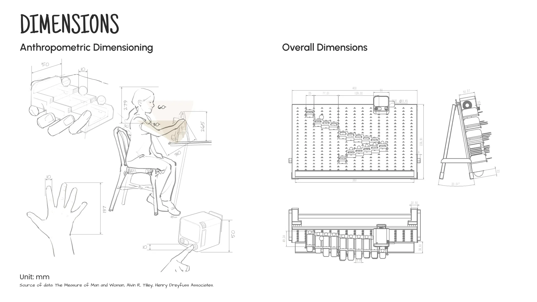 Anthropometric and dimensional studies for Melody Adventurer