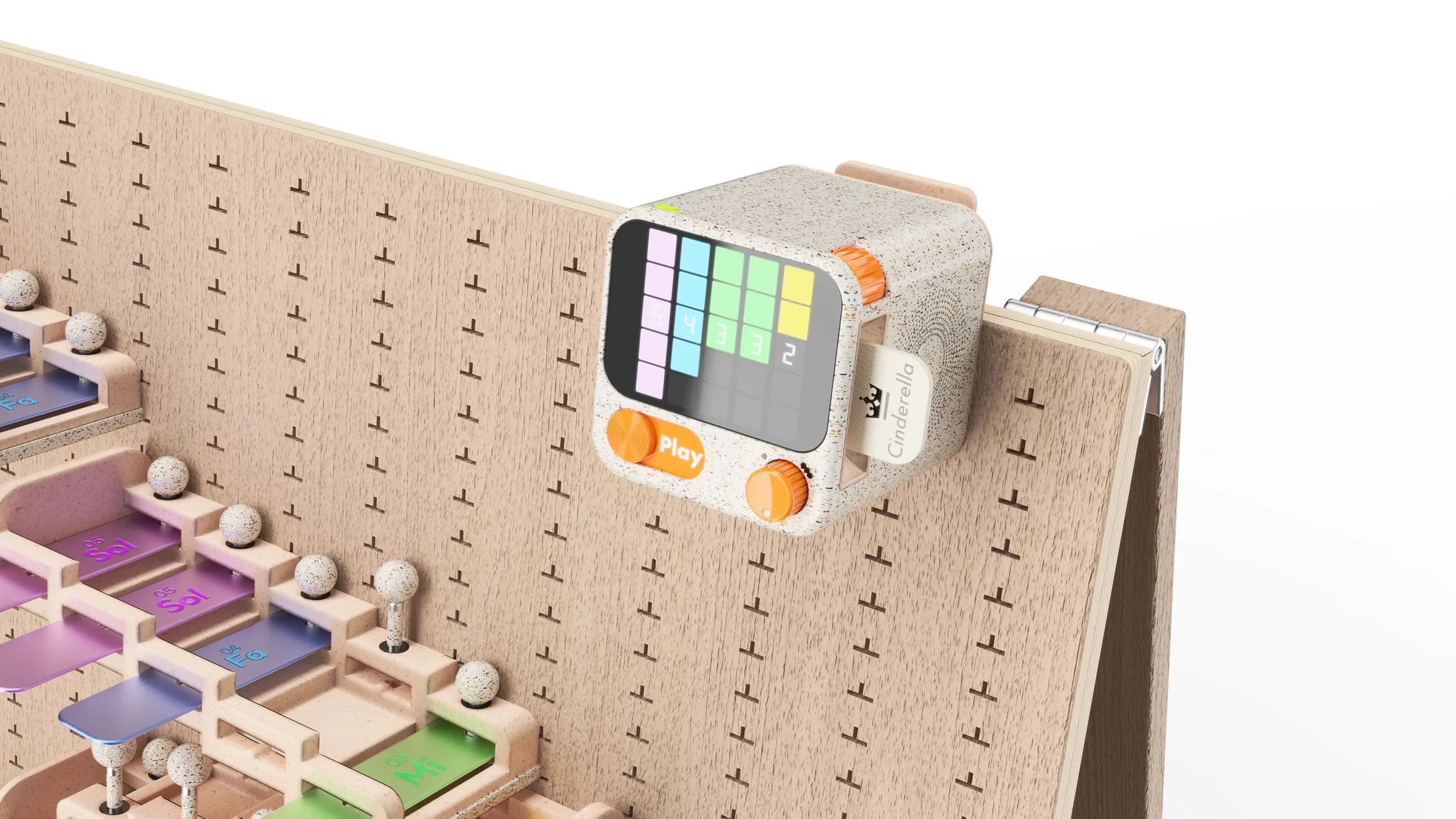 Close-up of the Melody Adventurer narrative module and musical tracks