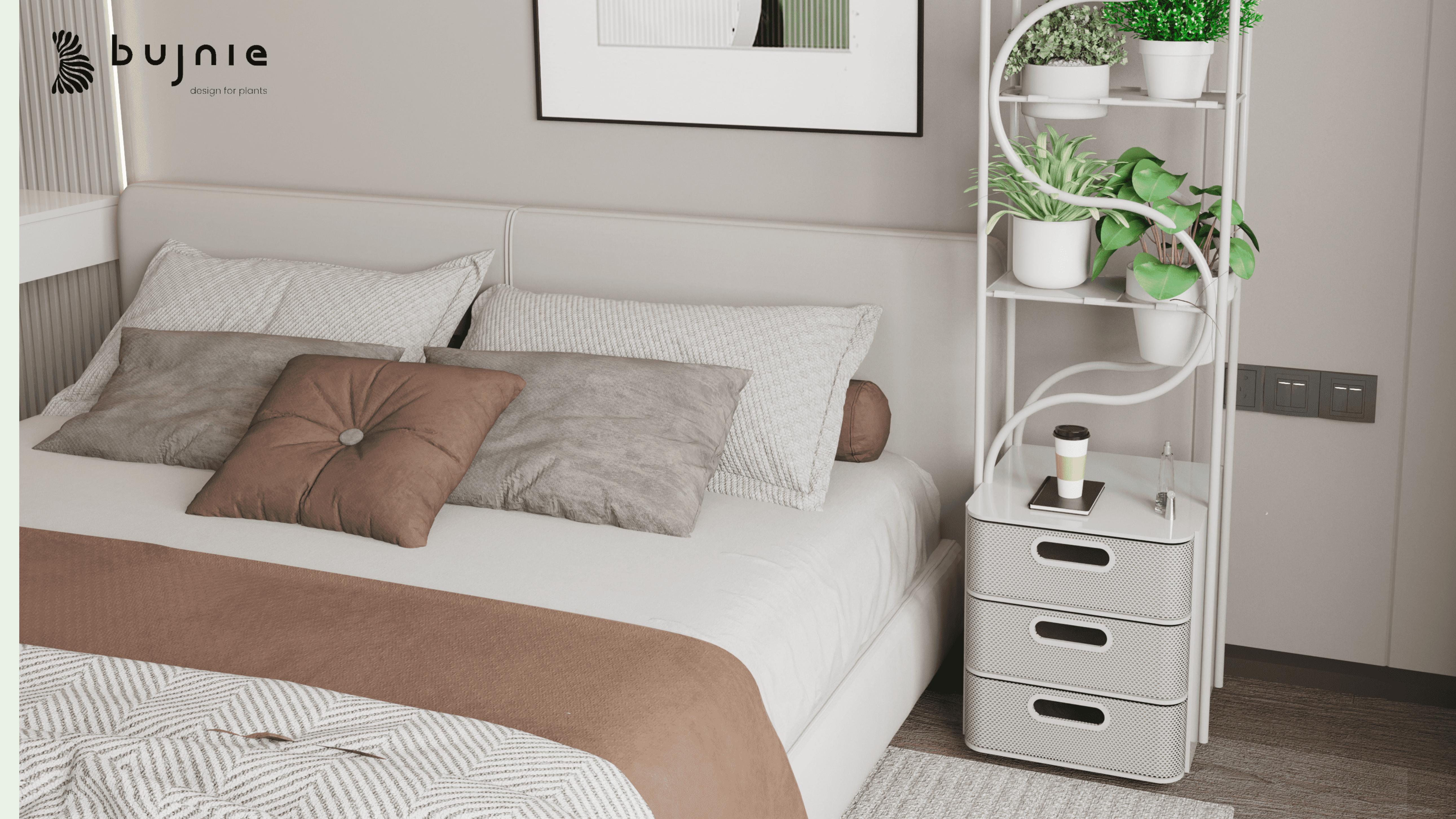 Selvia indoor plant furniture concept in a bedroom setting