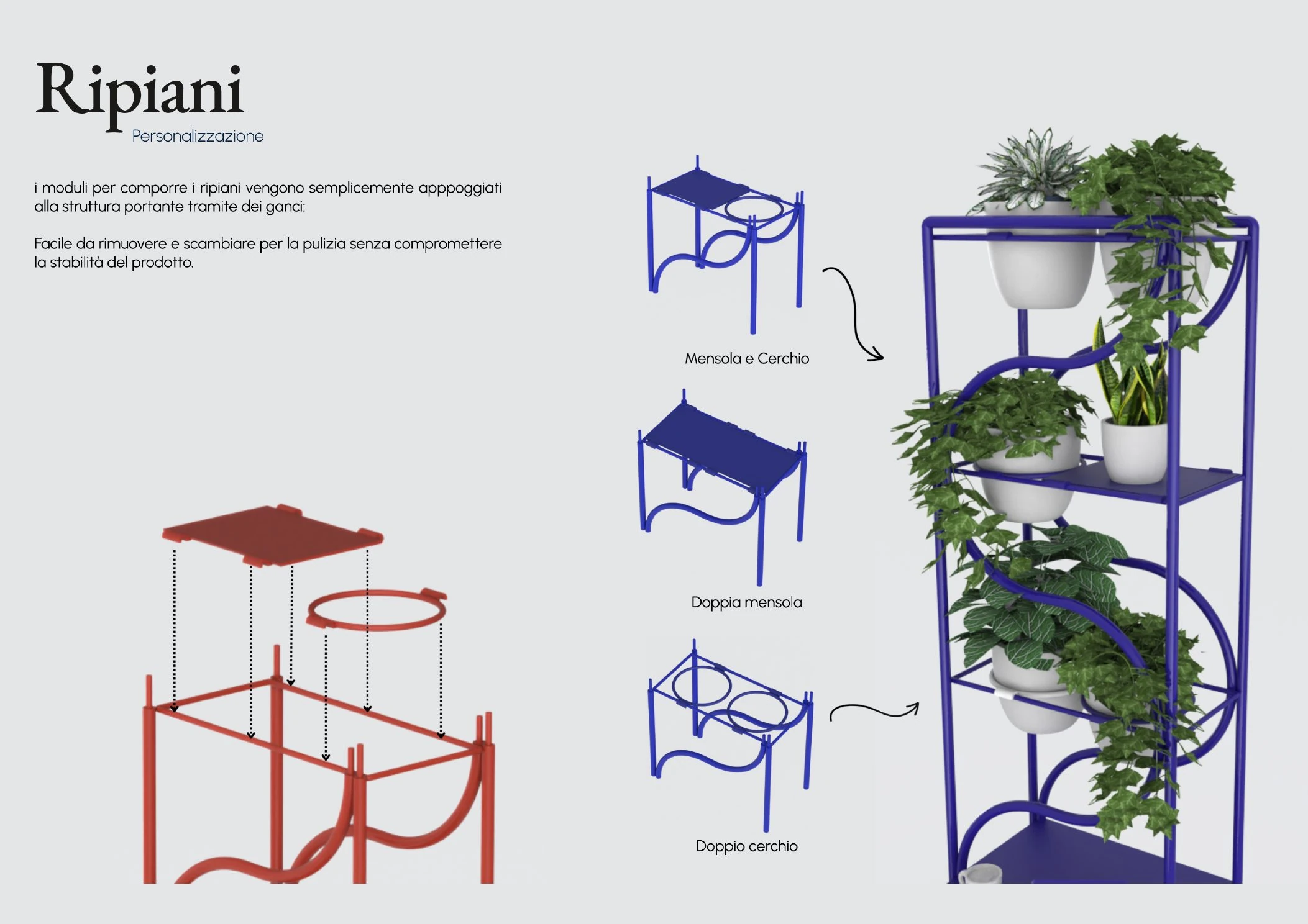 Selvia shelf development page showing shelf shapes and plant support structure