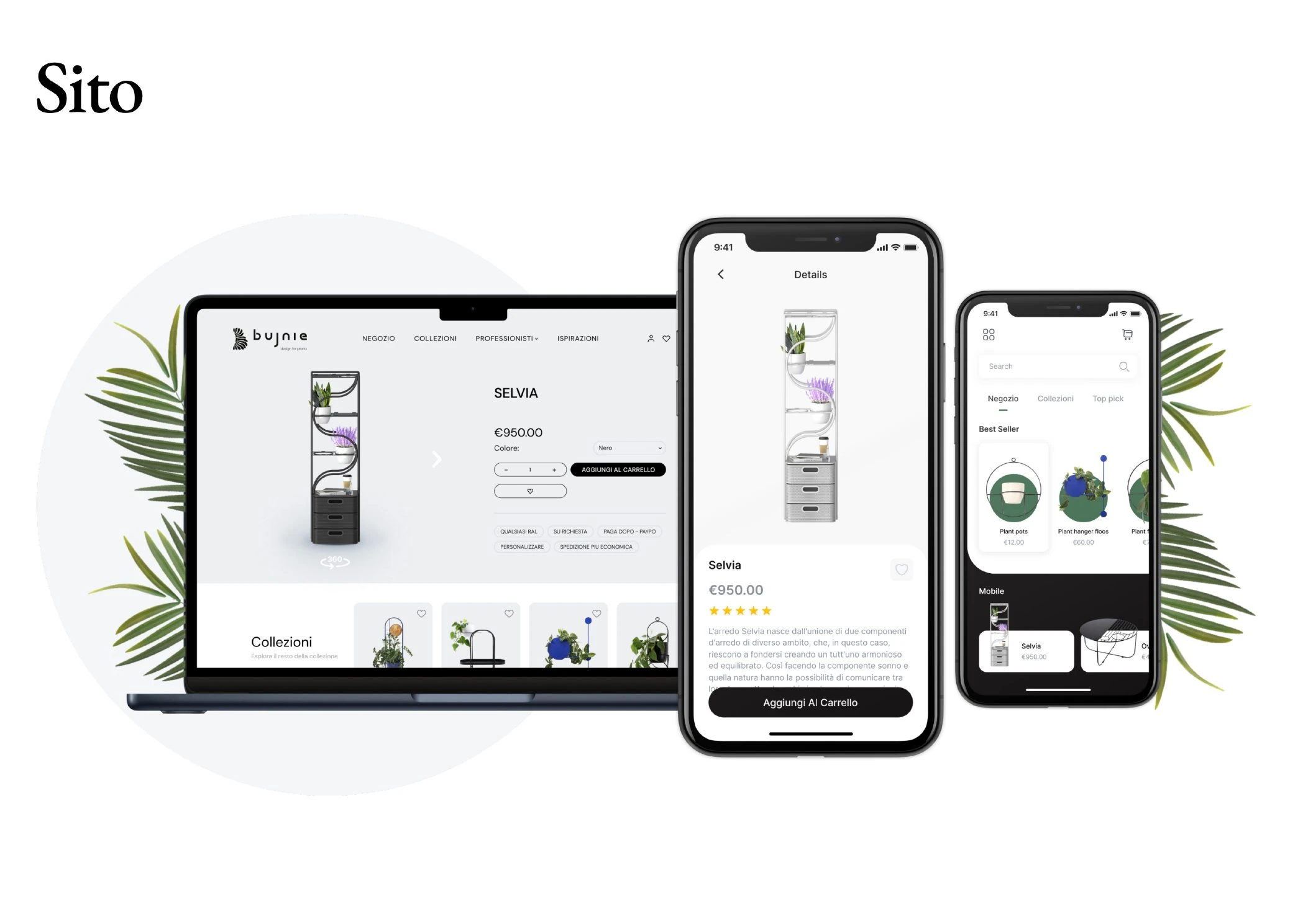 Selvia website presentation page with desktop and mobile screens