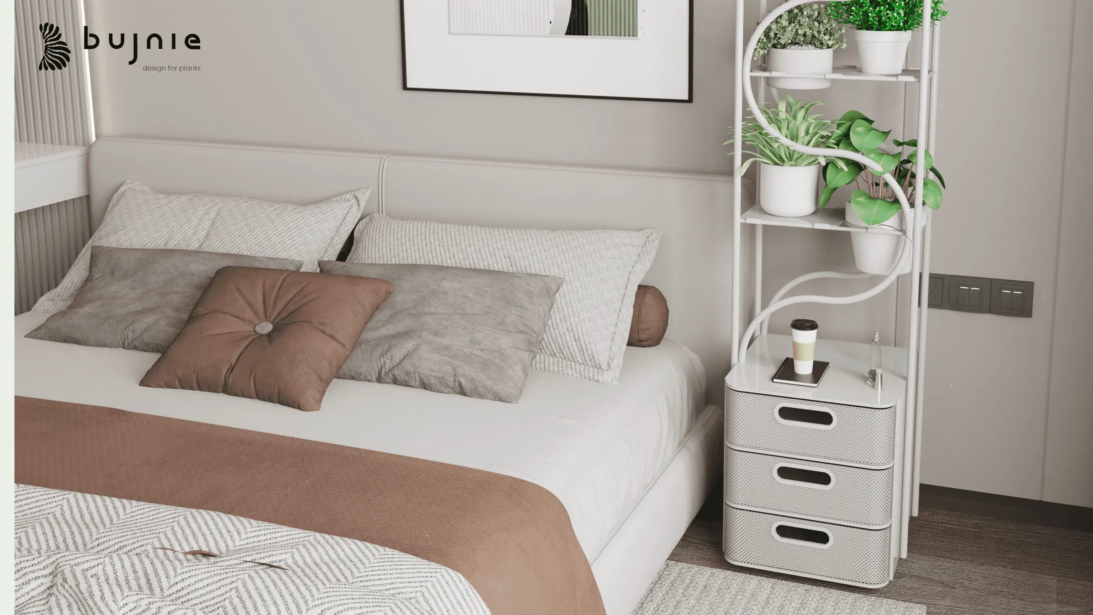 Selvia indoor plant furniture concept in a bedroom setting